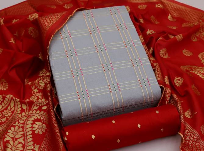 Rnx Banarasi Bambu Cheks 2 Latest Fancy Casual Wear Banarasi Jacquard Dress Material Collection
