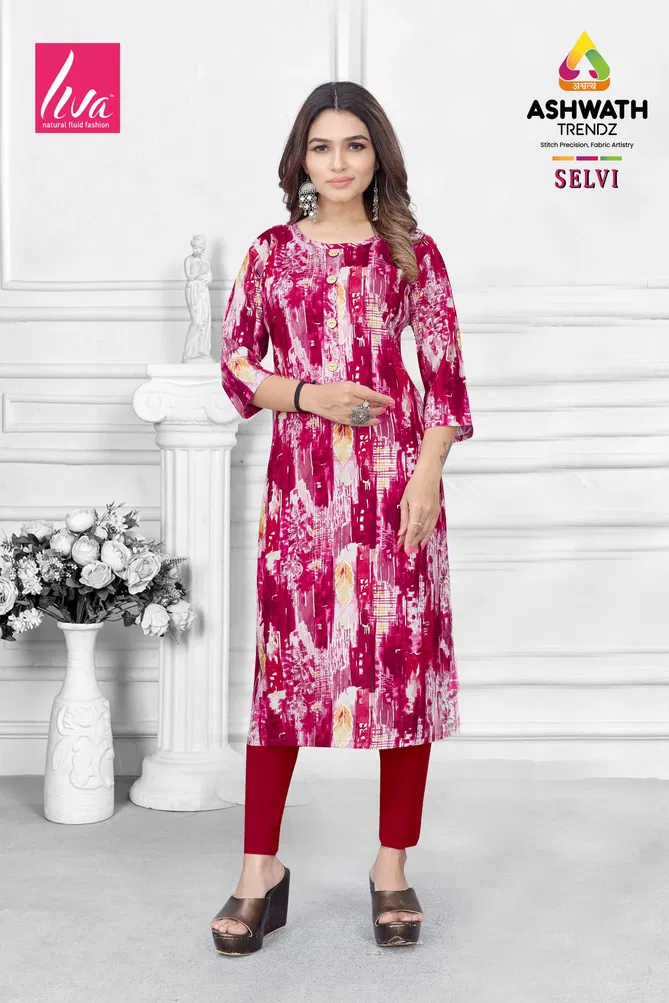 2 Selvi Ultra Premium Rayon Foil Printed Kurti Wholesalers In Delhi