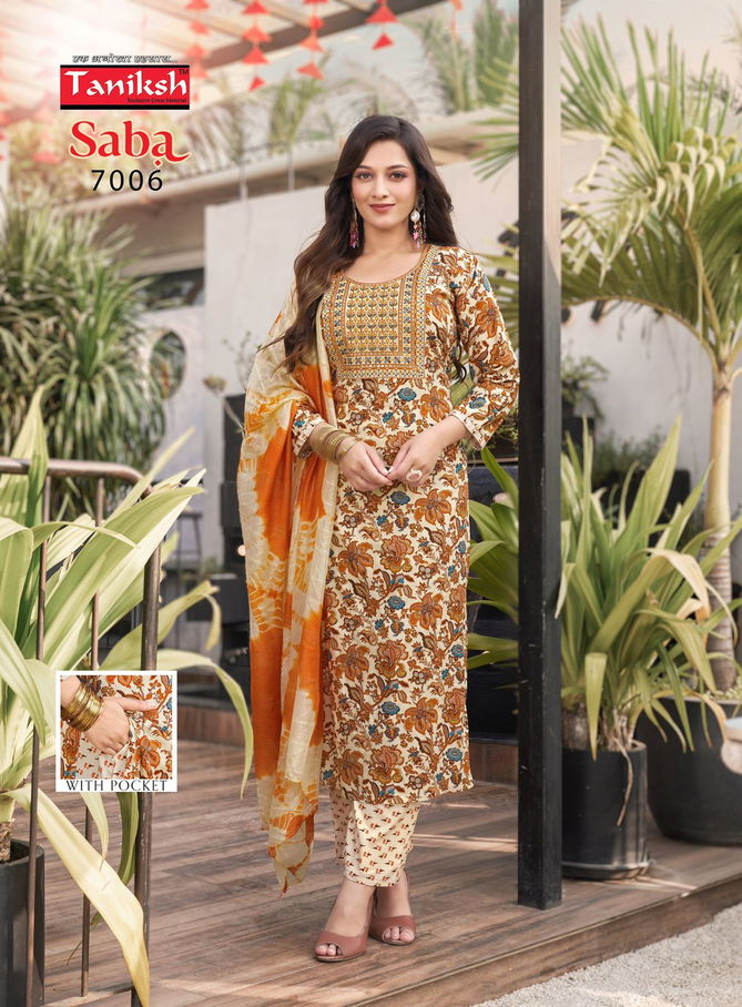 Saba Vol 7 By Taniksh Rayon Foil Printed Kurti With Bottom Dupatta Orders In India