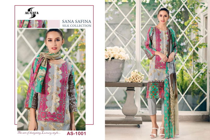 Al Safa Sana Safinaz 5 Latest Fancy Designer Japan Stain Silk Digital Print With Embroidery Pakistani Salwar Suits Collection
