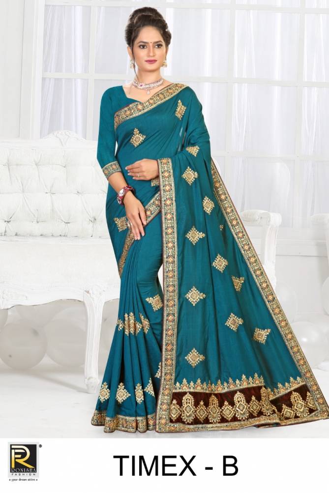 Ronisha Timex Festive Wear Designer velvet box pallu Art Silk Saree Amazing Collection
