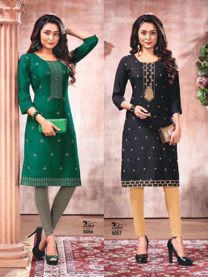PARKER VOL 03 New Collection Latest Fancy Designer Ethnic Wear Rayon Plain Embroidery Kurtis Collection