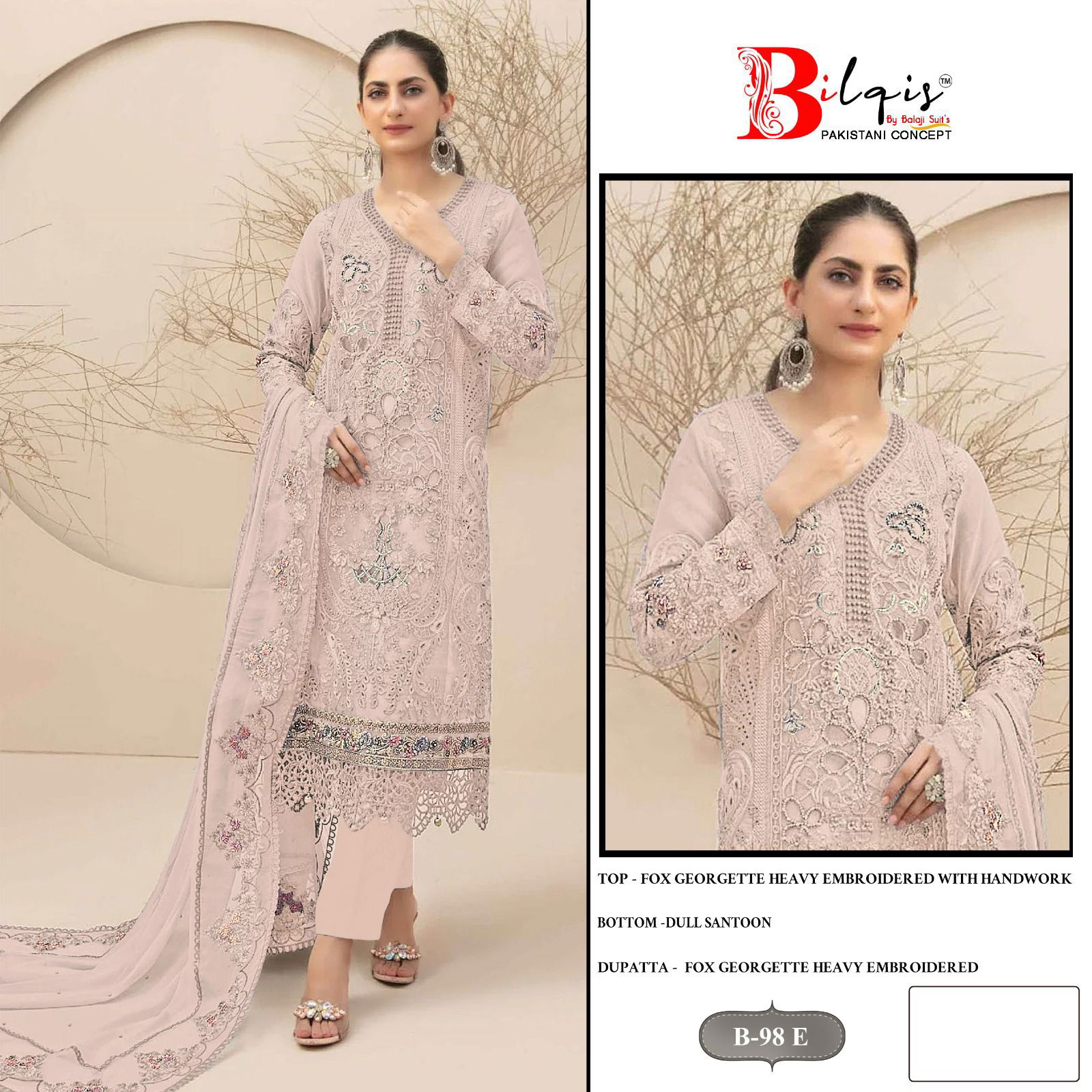 Bilqis B 98 E To H Faux Georgette Wholesale Pakistani Suits Suppliers In Mumbai