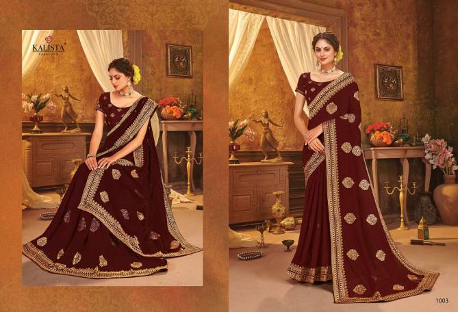 Kalista Shivalika Latest Fancy Festive Wear vichitra silk Embroidery Worked Sarees Collection
