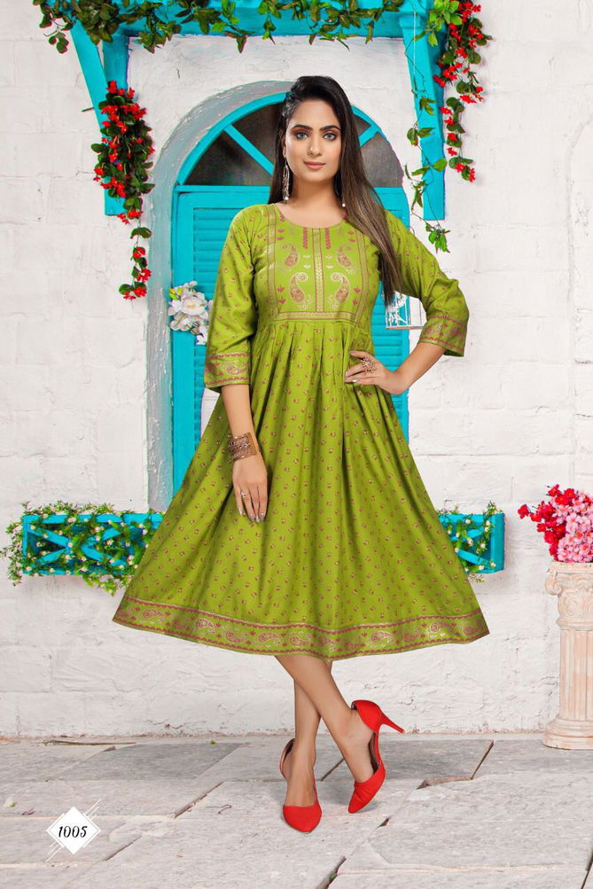 Beauty Queen Sahiba Rayon Designer Ethnic Wear Anarkali Kurti Collection