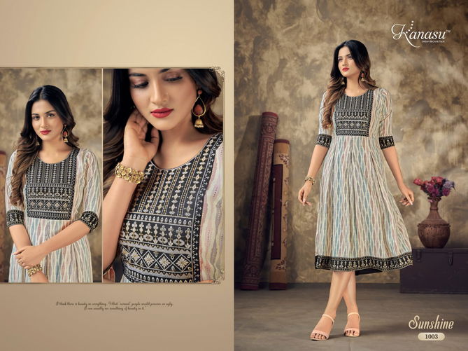 Sunshine By Kanasu 1001 To 1006 Printed Kurtis Wholesale Shop In Surat