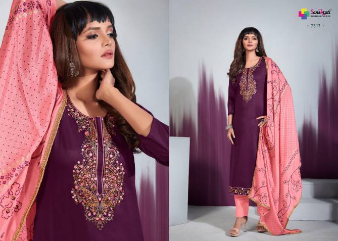 Sanskruti Orion Festive Wear Silk Heavy Embroidery Designer Dress Material Collection
