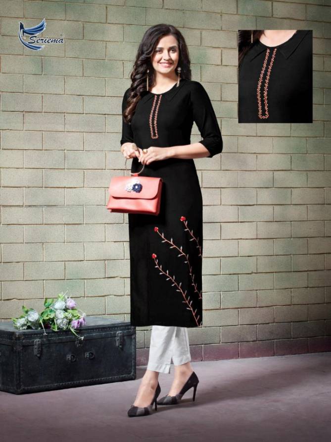 Seriema Remix Heavy Fancy Designer Rayon With Embroidery Casual Daily Wear Kurti Collection
