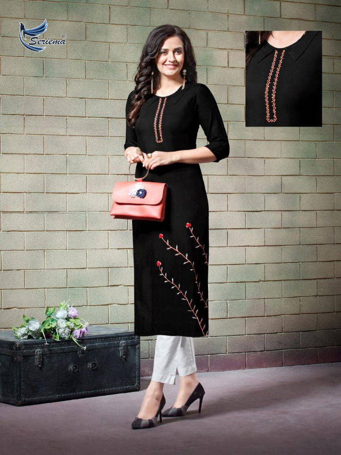 Seriema Remix Heavy Fancy Designer Rayon With Embroidery Casual Daily Wear Kurti Collection
