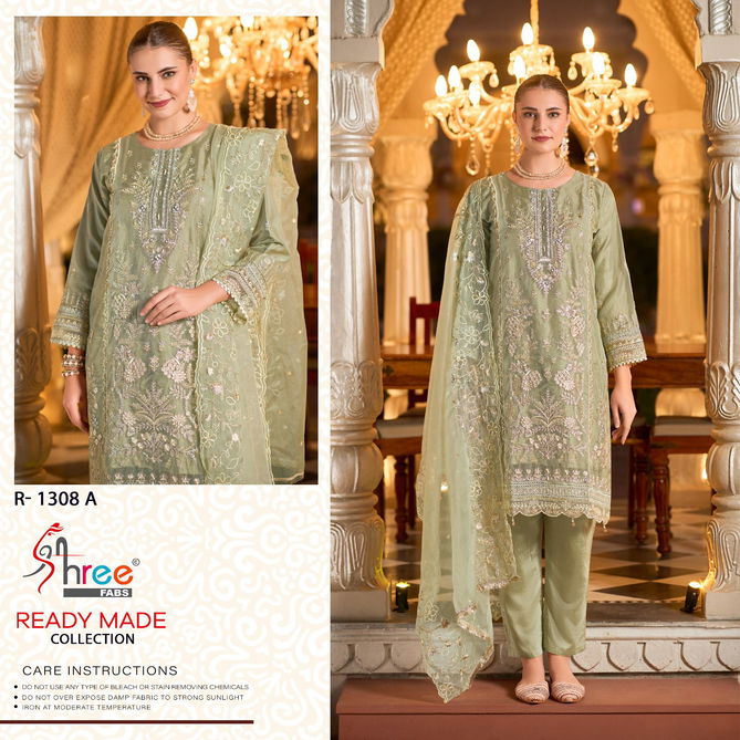 R 1308 Shree Fab Organza Embrodairy Pakistani Readymade Suits Orders In India