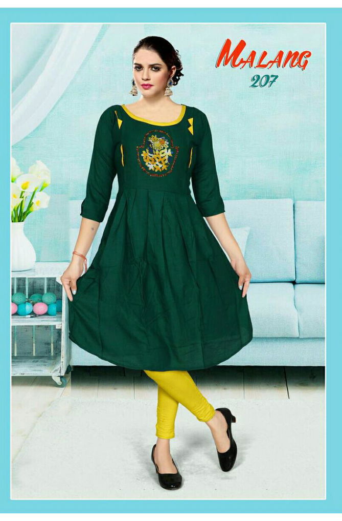 Trendy Malang 2 Latest Festive Wear Rayon With Handwork Designer Kurtis Collection
