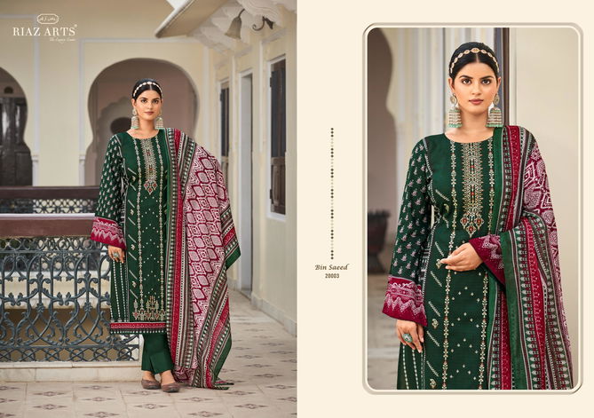 Bin Saeed Vol 3 By Riaz Arts Lawn Digital Printed Dress Material Orders In India