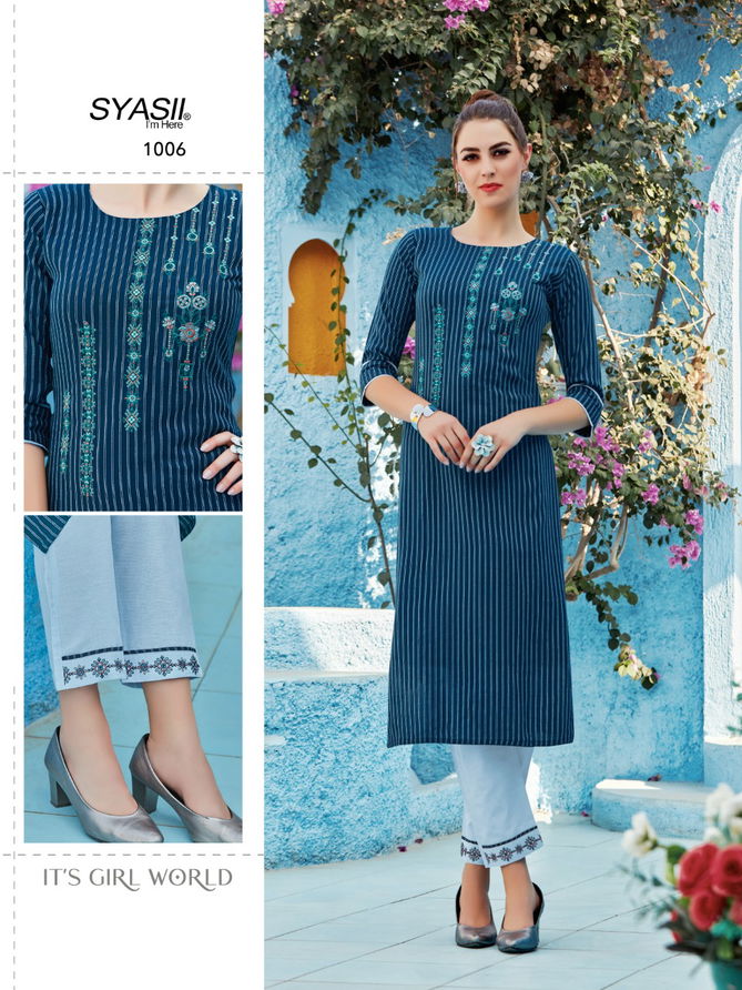 Syasii Fashion Glamour Latest Fancy Designer Viscose Rayon Kurti With Bottom Collection
