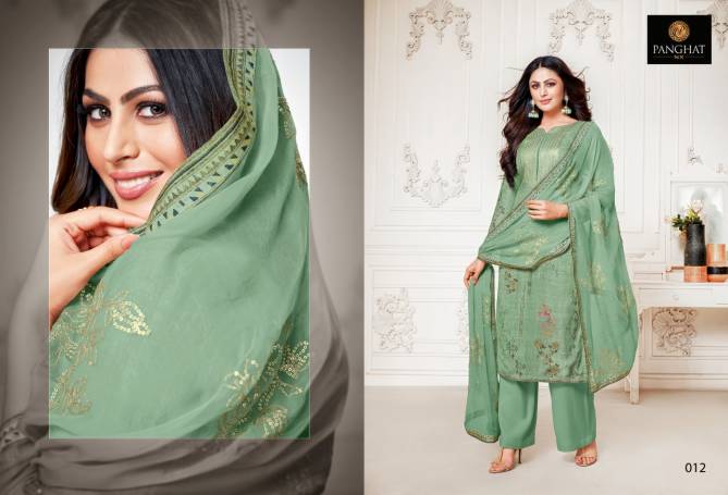 Panghat Senorita Cotton Silk Digital Print with Stylish Work Dress Materials Collection
