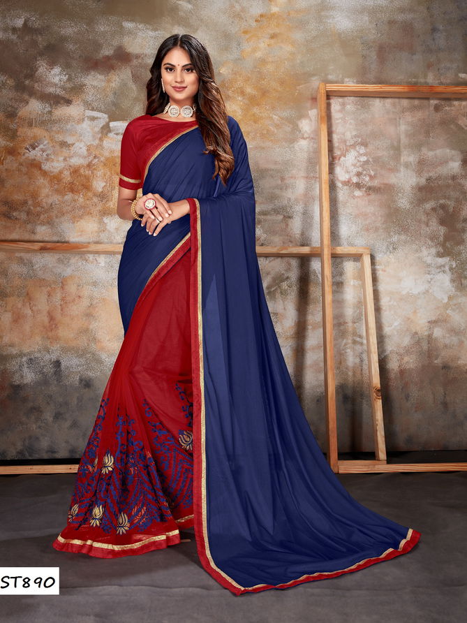 Sutram Hit Color 3 Latest Casual Wear Borderd With Digital Printed Blouse Lycra Net Saree Collection