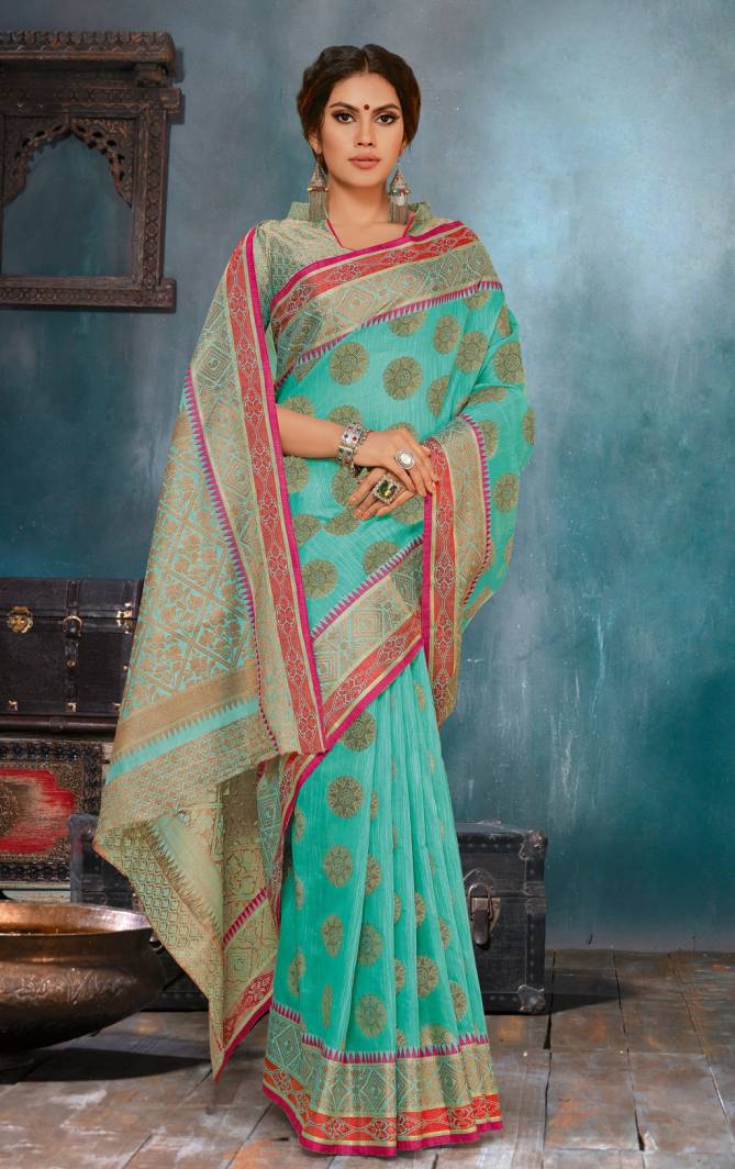 Sangam Malbari Handloom Soft Linen Silk Latest Designer Wedding Wear Saree Collection