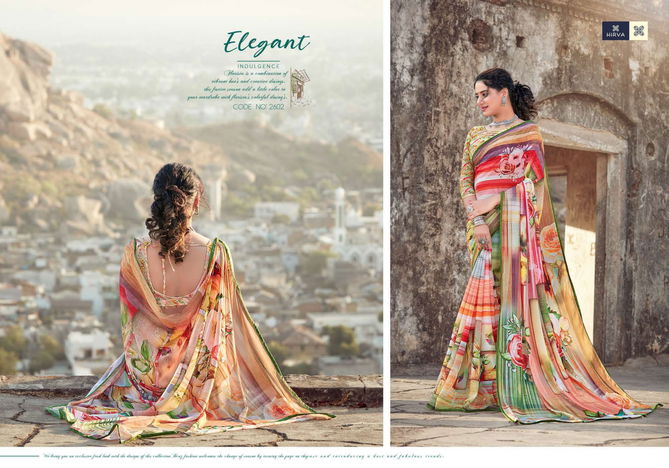 Hirva Digi Duniya Georgette Printed Casual Wear Designer Saree Collection
