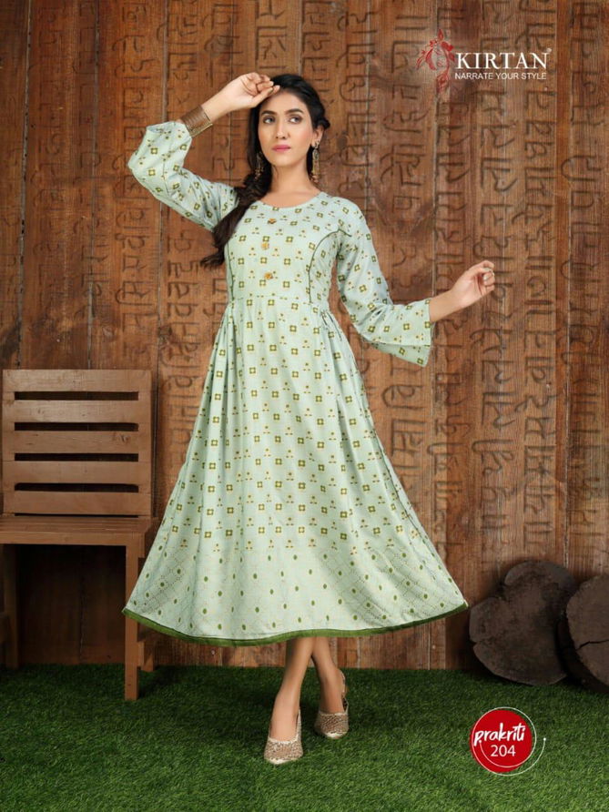 Kirtan Prakriti 2 Fancy Designer Ethnic Wear Heavy Rayon Printed Anarkali Kurtis Collection
