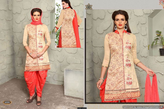 Latest Designer Embroidered Punjabi Dress Material With Nazmeen Dupatta 