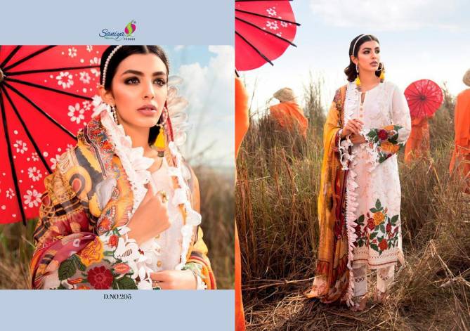  IZNIK SANIYA TRENDZ Latest Fancy Festive Wear Pure Cambric chickenkari  Heavy Embroidered Salwar Suit Collection

