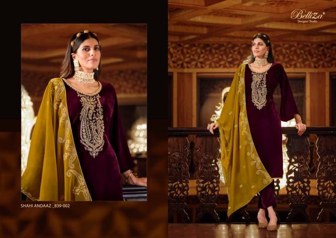 Belliza Shahi Andaaz Velvet Dress Material Collection
