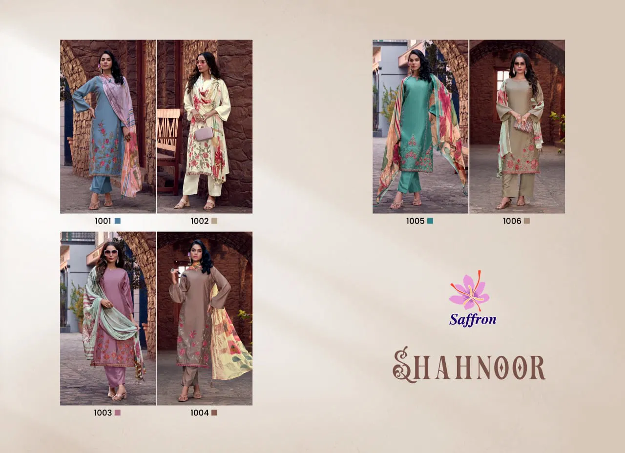 Shahnoor By Saffron Roman Silk Embroidery Salwar Kameez Exporters In India