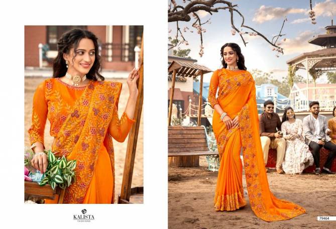 Kalista Harleen Gold Edition 2 Festive Wear Vichitra Silk Heavy Designer Saree Collection