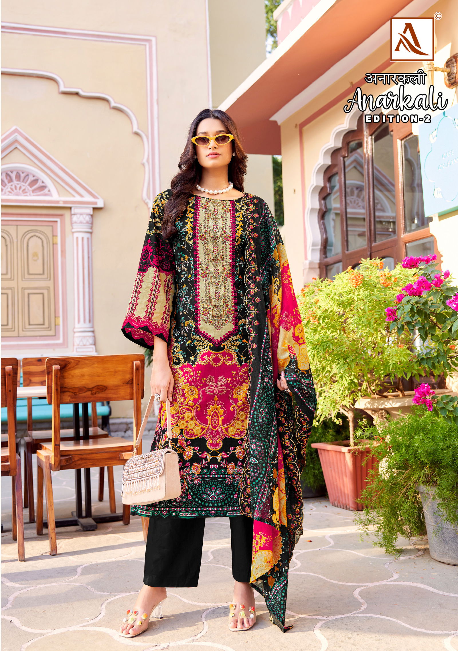 Anarkali 2 By Alok Suit Cambric Cotton Pakistani Printed Embroidery Dress Material Wholesalers In Delhi