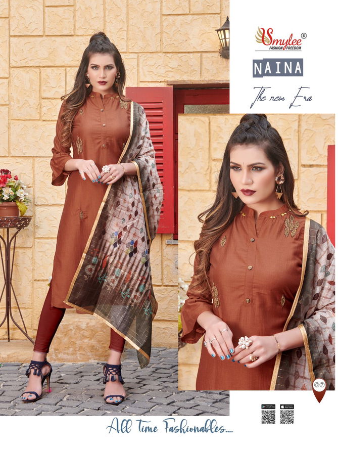 Smylee Naina Latest Designer Ethnic Wear Heavy Silk Kurti With Printed Dupatta Collection