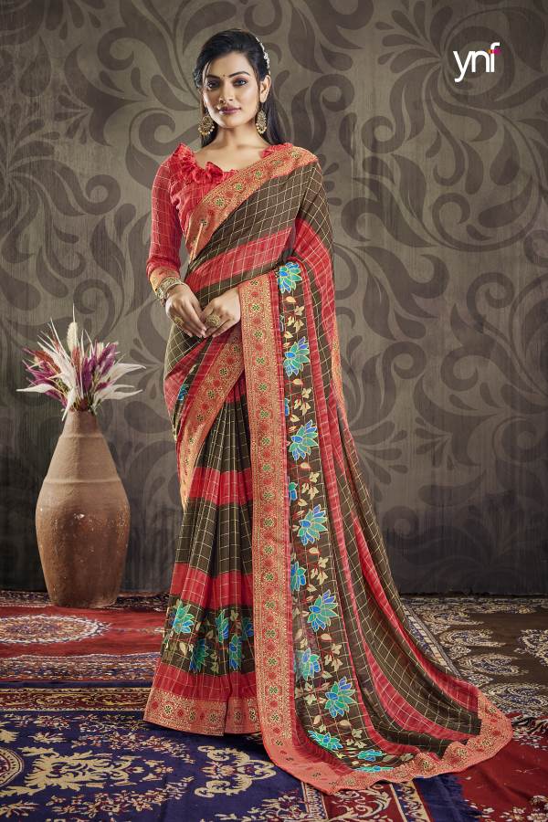 Ynf Floral Babarasi New Latest Regular Wear Georgette Printed Saree Collection