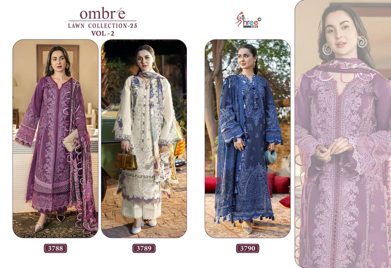 Ombre Lawn Collection 25 Vol 2 by Shree Cotton Dupatta Salwar Suits Orders In India