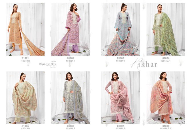 Nikhar By Mumtaz Arts Heavy Printed Pure Lawn Camric Cotton Dress Material Wholesalers In Delhi