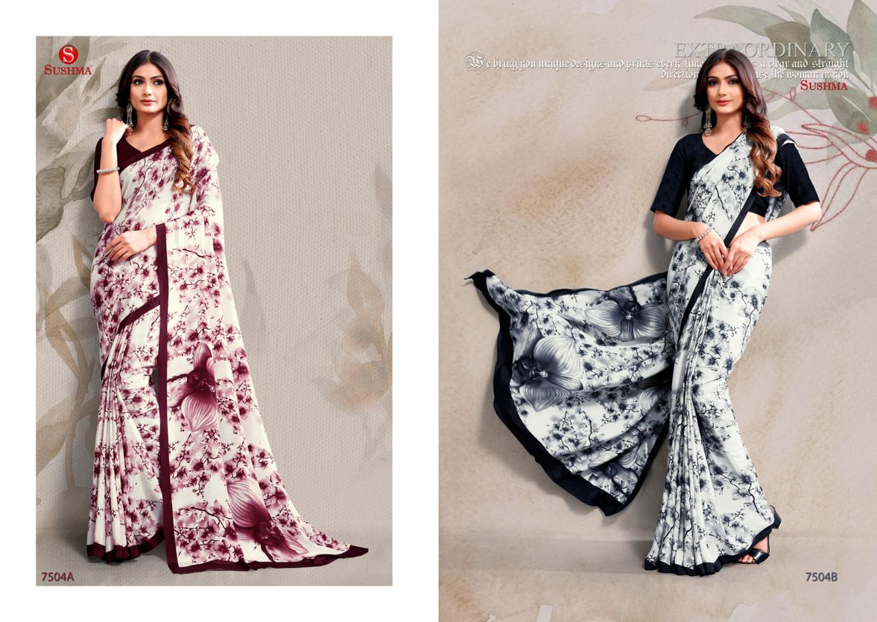 Fashion Era By Sushma Printed Crape Saree Exporters In India