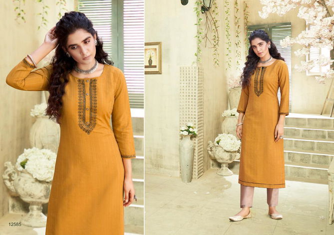 Kalaroop Pili 3 New Collection Fancy Latest Designer Ethnic Party Wear Kurtis Collection
