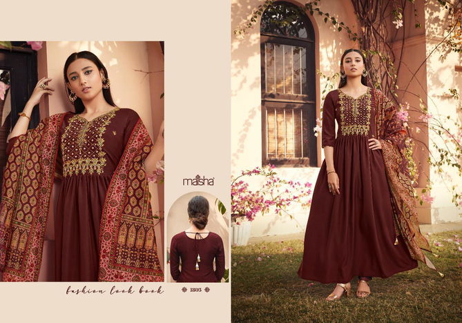 MAISHA SHANAYA Latest fancy designer festive Wear Pure Maslen With Hand Work And Beautiful Tassels On Back Readymade Salwar Suit Collection