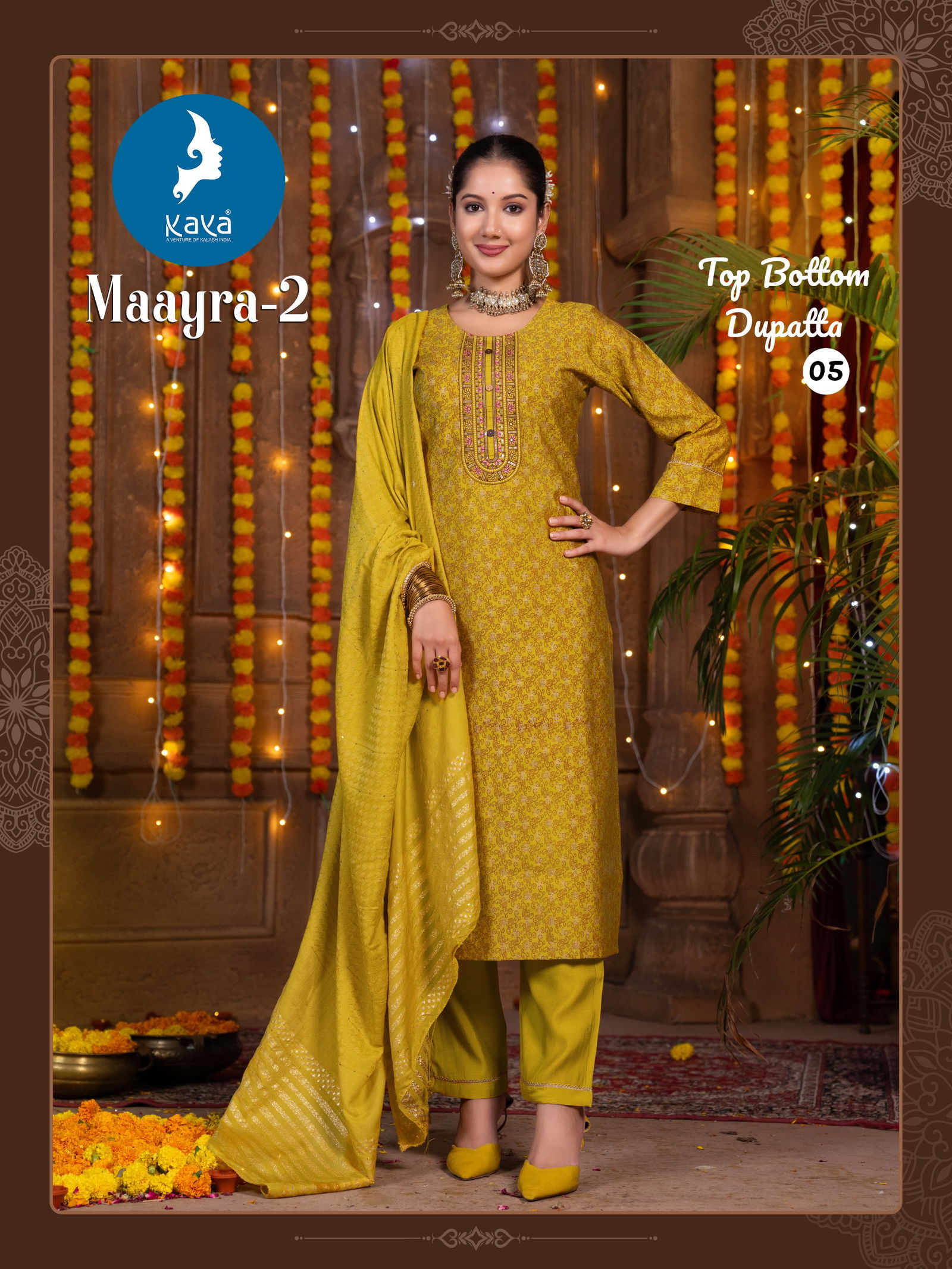 Maayra 2 By Kaya Straight Cut Roman Silk Kurti With Bottom Dupatta Wholesale Online