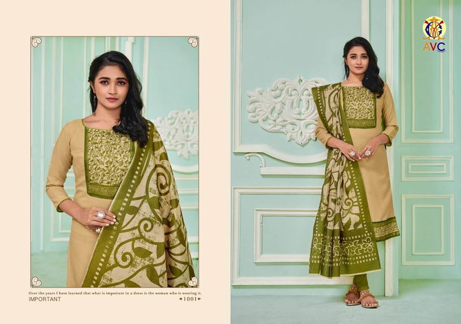 Avc sofiya Latest Regular wear Soft Slub With Digital Print less Dress Material Collection
