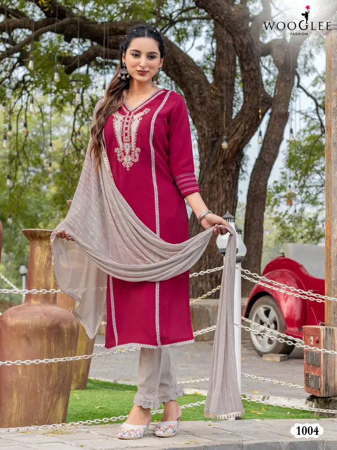 Moksha By Wooglee Viscose Silk Kurti With Bottom Dupatta Exporters In India