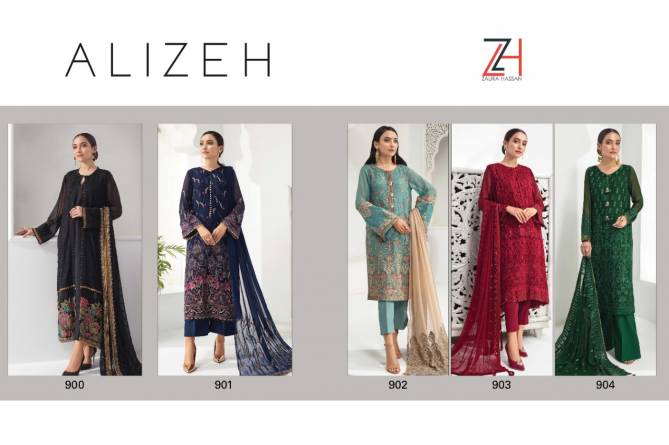 Zaura Hassan Alizeh Latest Heavy Faux Georgette Pakistani Salwar Suits Collection 