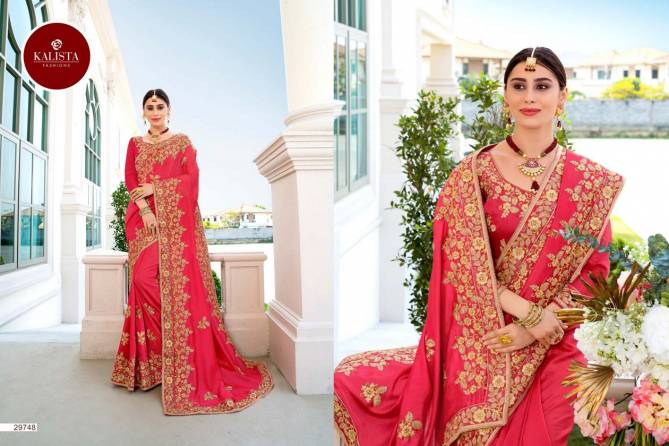 Kalista Sangeet Vol 2 Latest Designer Wedding Vichitra Silk Saree Collection With Embroidery Work 