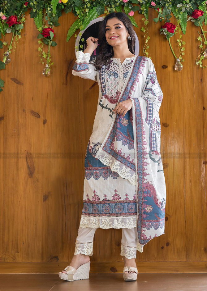 Ivory Masleen Shifli Chikankari Kurti With Bottom Dupatta Wholesale Price in Surat