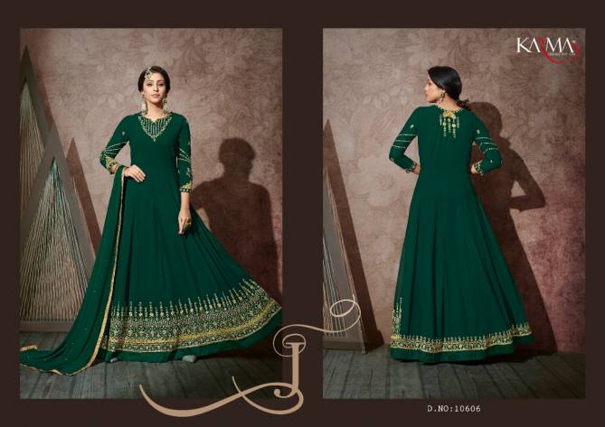 Karma Latest Heavy Designer Georgette Embroidery Work With Stone Work Anaarkali Gown With Chiffon Dupatta Festive Wear Collection 