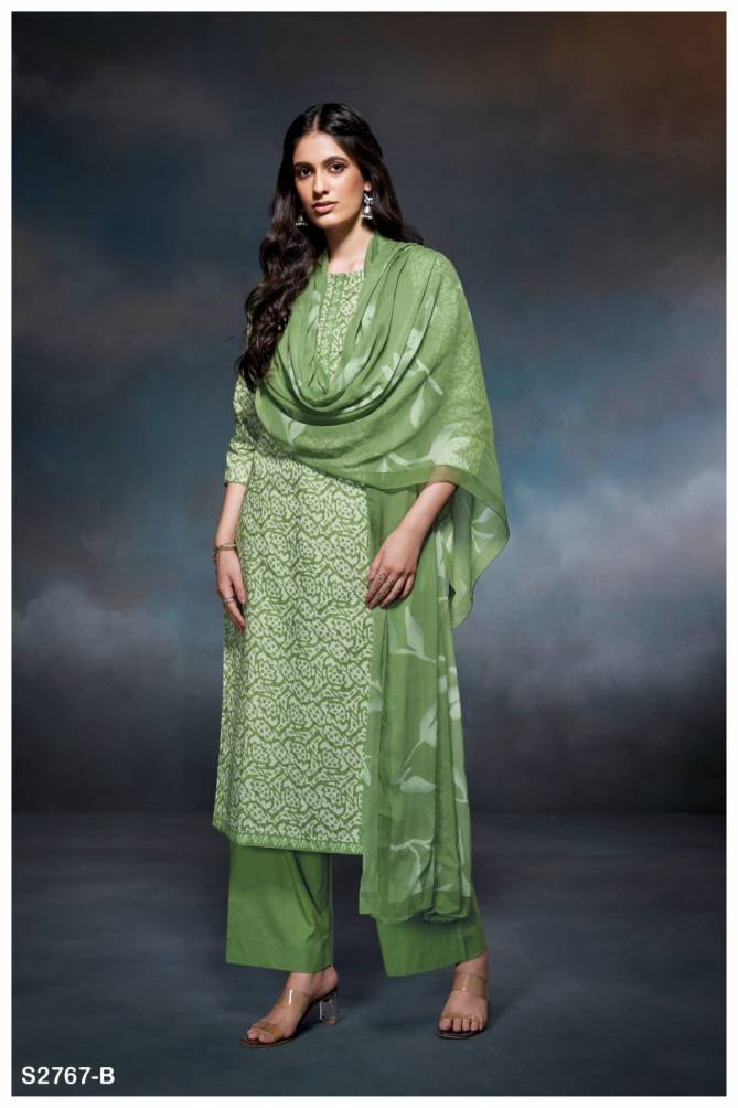 Kamelia 2767 By Ganga Premium Cotton Printed Dress Material Exporters In India