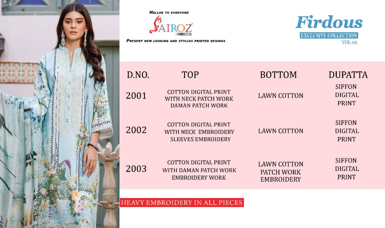 Sairoz Firdous 3 Premium Limited Edition Festive Wear Pakistani Collection
