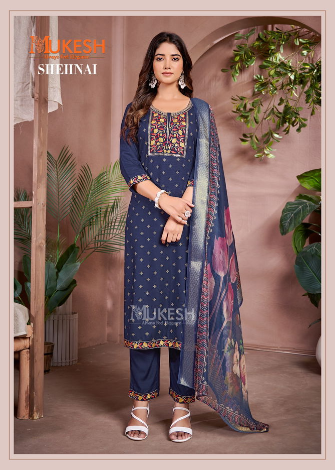 Shehnai By Mukesh Foil Butty Rayon Top With Bottom Dupatta Wholesale Shop In Surat