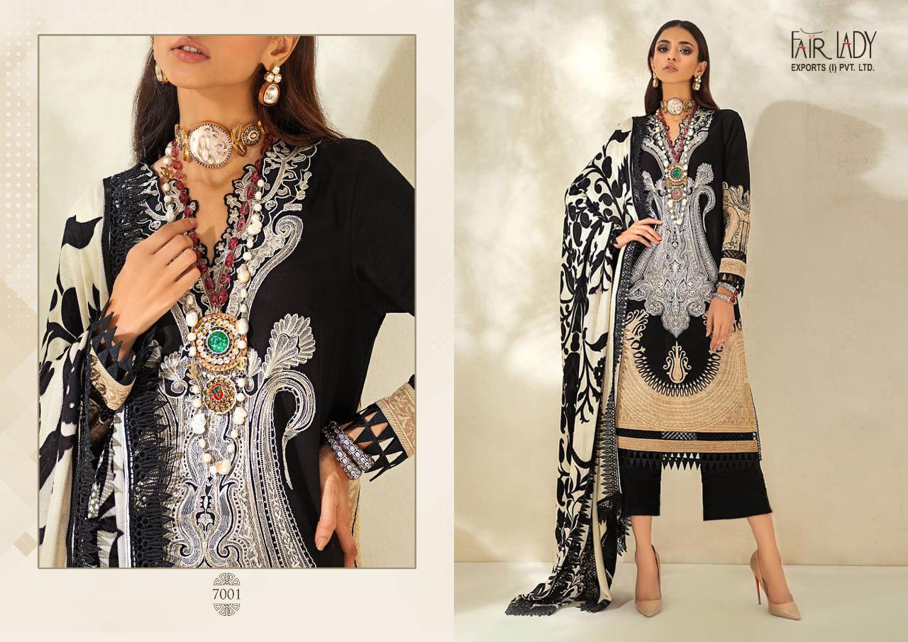 Fair Lady Muzlin Exclusive Heavy pure jam satin digital print Heavy embroidery semi stitch patches on top Pakistani Salwar Suits Collection