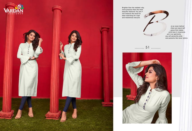 Jaam Vol 1 By Vardan Heavy Jaam Cotton With Embroidery Work Designer Kurti Catalog 