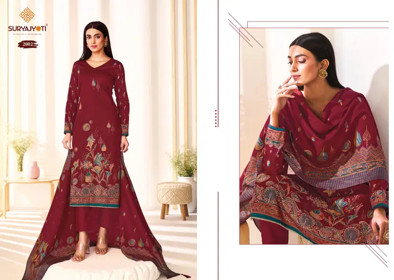 Kaara Advance Vol 02 by SuryaJyoti Jam Satin Printed Dress Material at Best Price