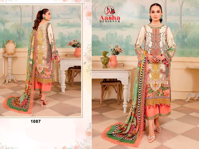 Aasha 1087 Printed Embroidery Cotton Pakistani Suits Exporters In India