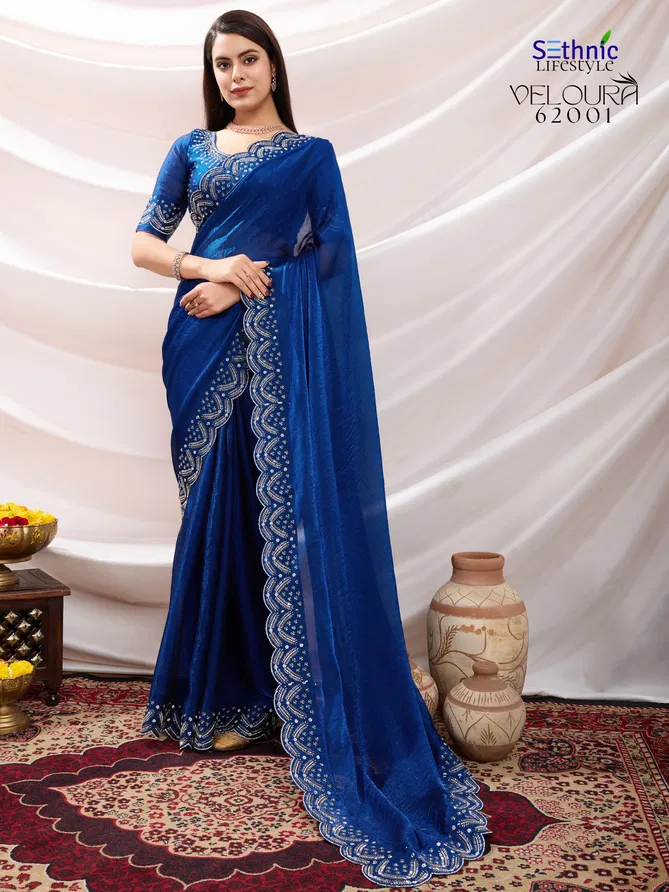 Veloura By Sethnic Velvet Chiffon Saree Wholesale Market In Surat